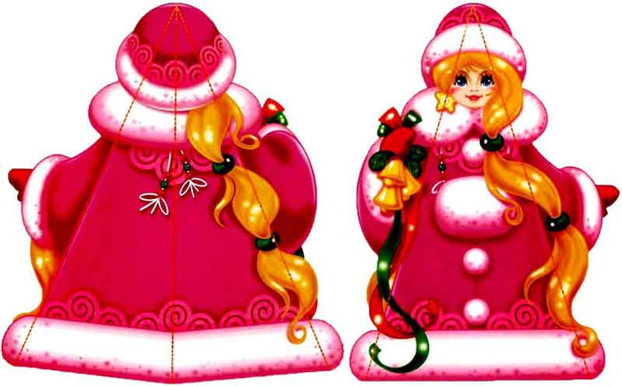 Красивые трафареты Деда Мороза, Снегурочки, Санта Клауса для украшения